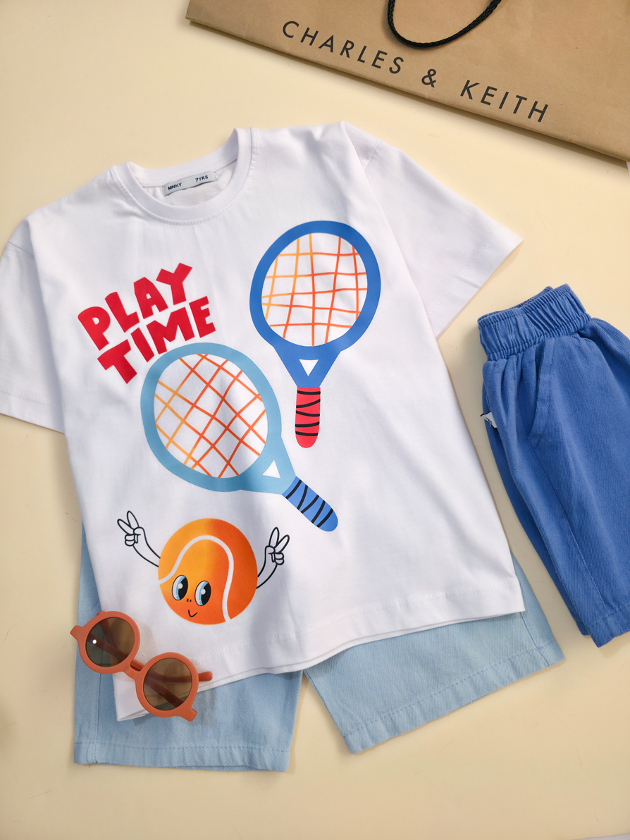 تیشرت تک برند مانکی طرح play-سایز 7تا10