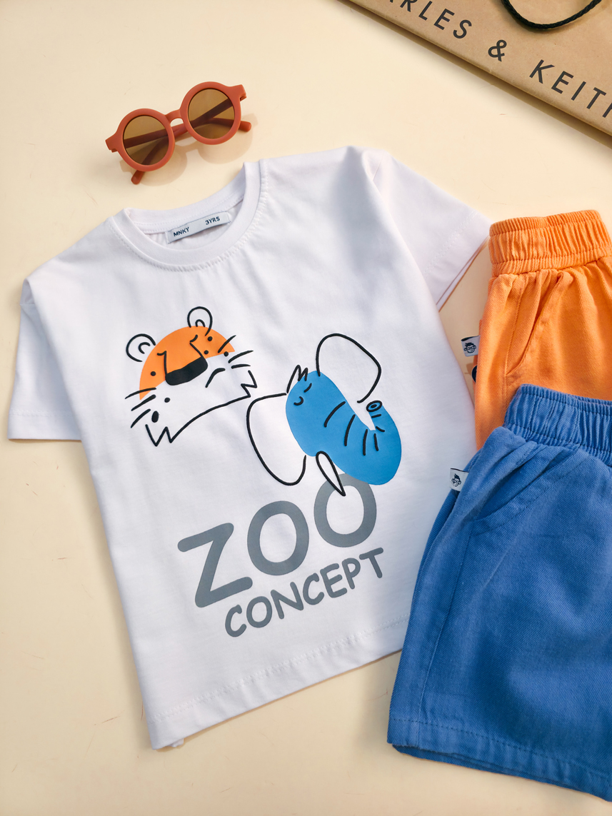 تیشرت تک برند مانکی طرح zoo- سایز 3تا6