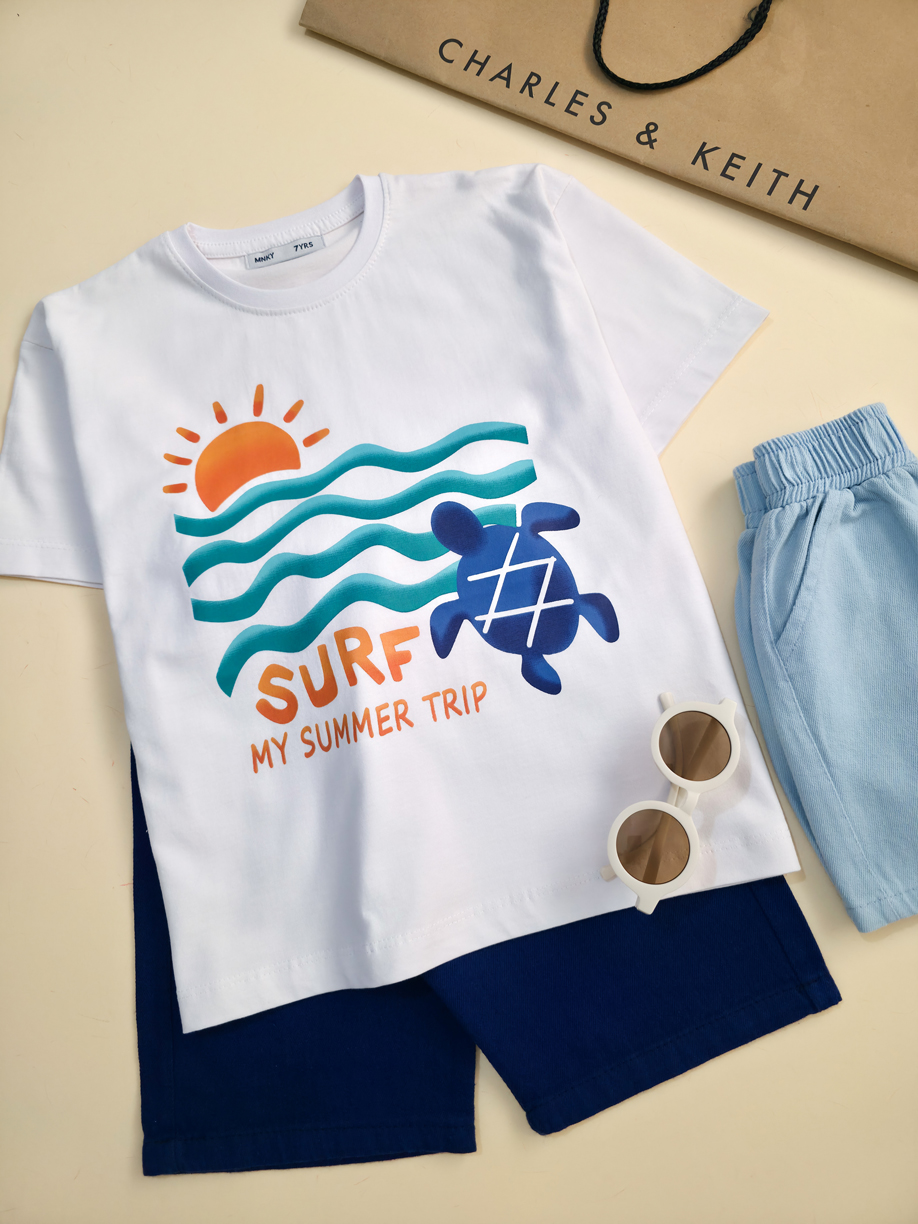 تیشرت تک برند مانکی طرح لاکی-سایز 7تا10