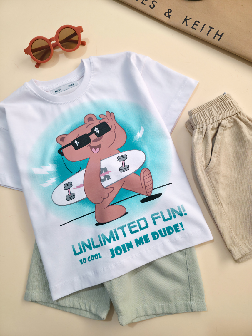 تیشرت تک برند مانکی طرح تدی- سایز 3تا6