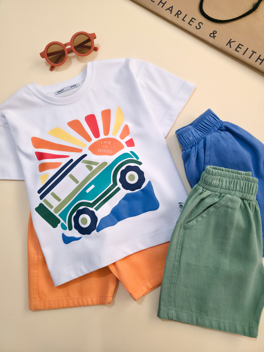 تیشرت تک برند مانکی طرح ماشین- سایز 3تا6