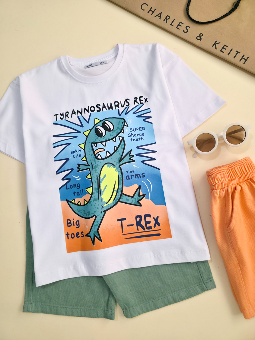 تیشرت تک برند مانکی طرح Trex-سایز 7تا10